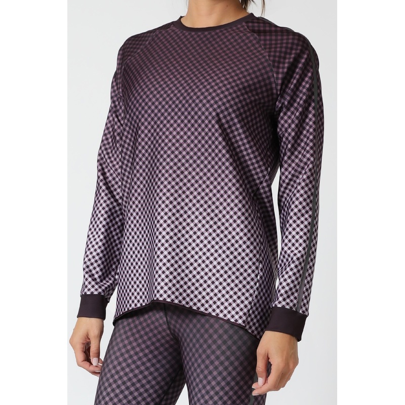 Get It Fast 3D GINGHAM CAPELLA TOP SILK BONDED ITALIAN PLUM S