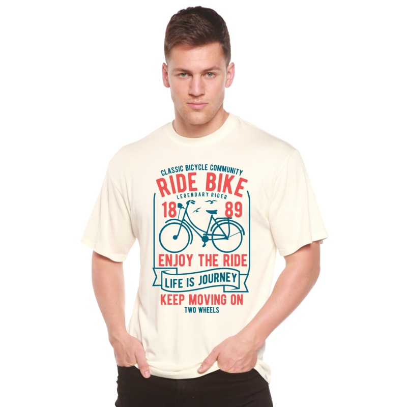 Ride Bike Spun Bamboo Men’s Bamboo Viscose/Organic Cotton Short Sleeve Graphic T-Shirt Medium Black