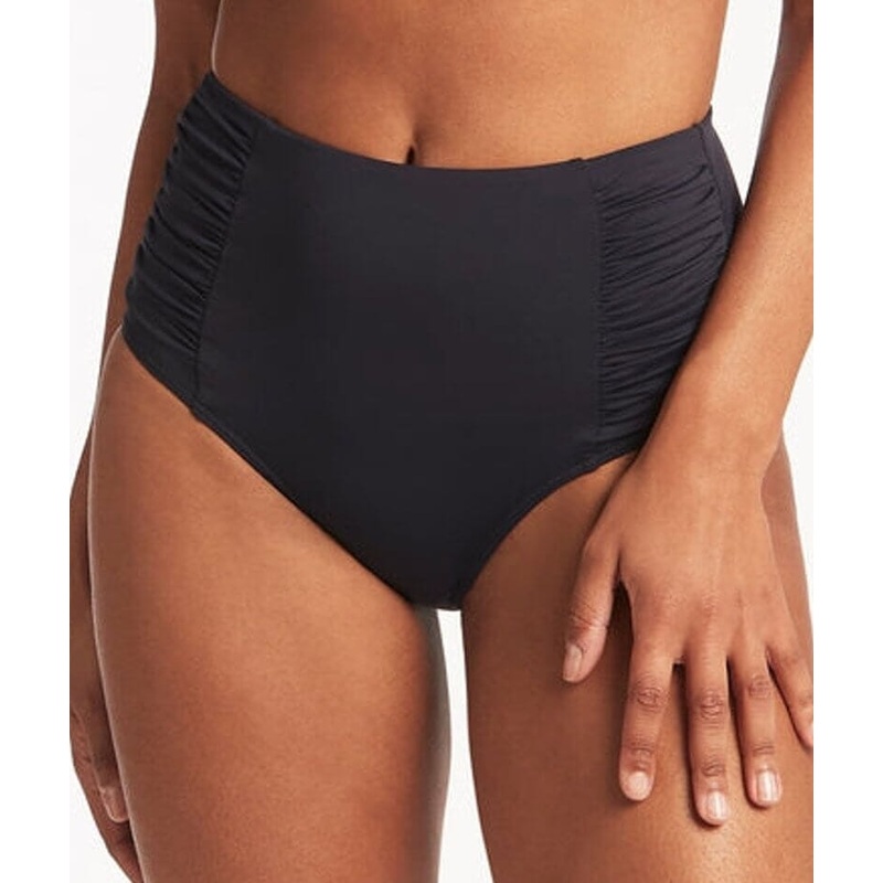 Sea Level Eco Essentials Gathered Side High Waist Bikini Brief – Sky Night Navy 4