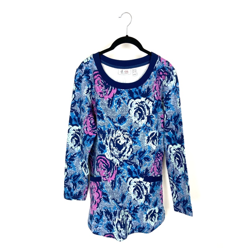 Blue and Floral Print Top – Small/Medium