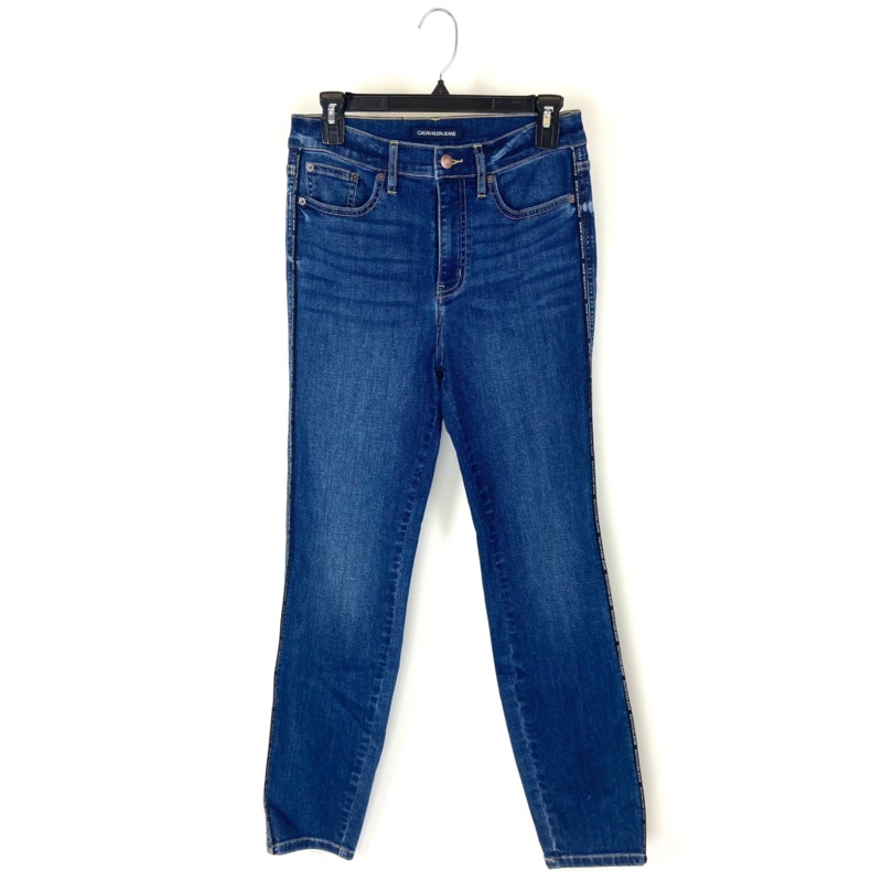 High Rise Slim Jeans With Logo – Size 28