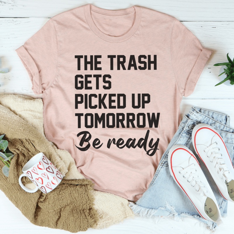The Trash Comes Tomorrow Tee Heather Prism Peach S