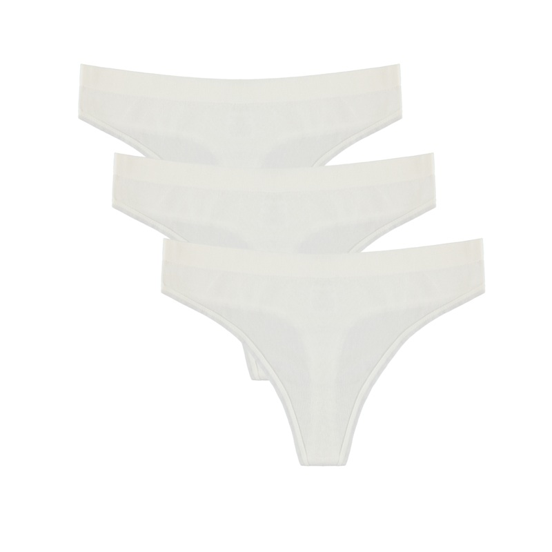 Women’s Bamboo/Cotton Thong Style Underwear Natural Color – 3-pack Medium