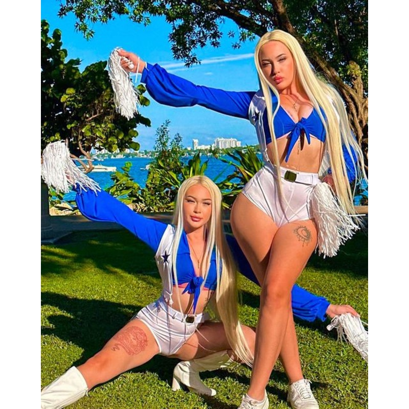 5pc Cheerleader Small White/Blue