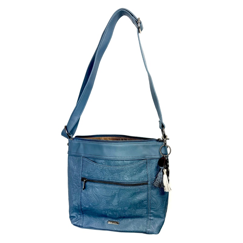 Blue Leather Crossbody Bag