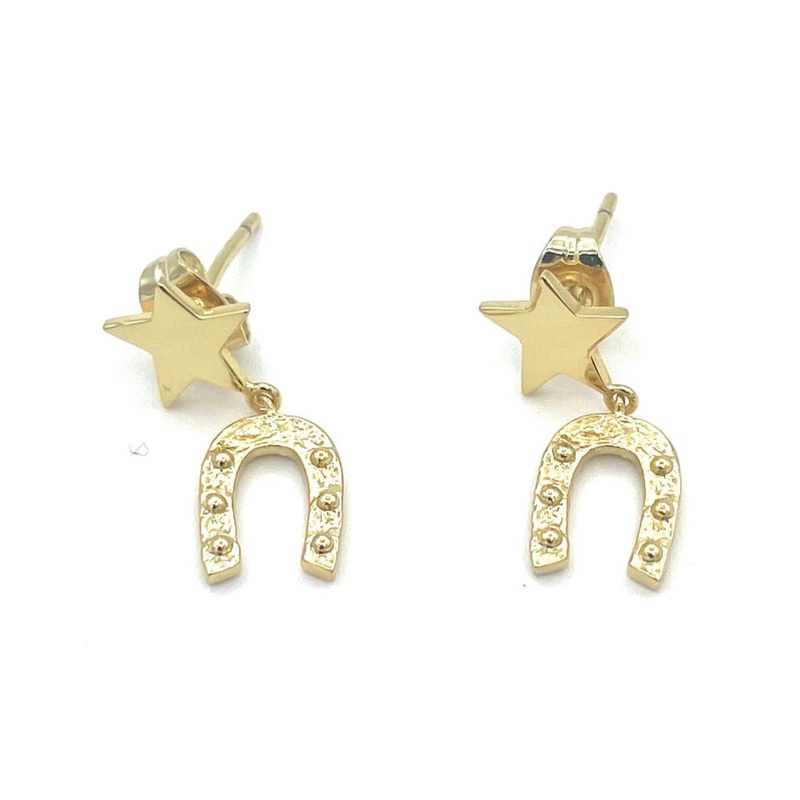 Gold Star And Horseshoe Earrings