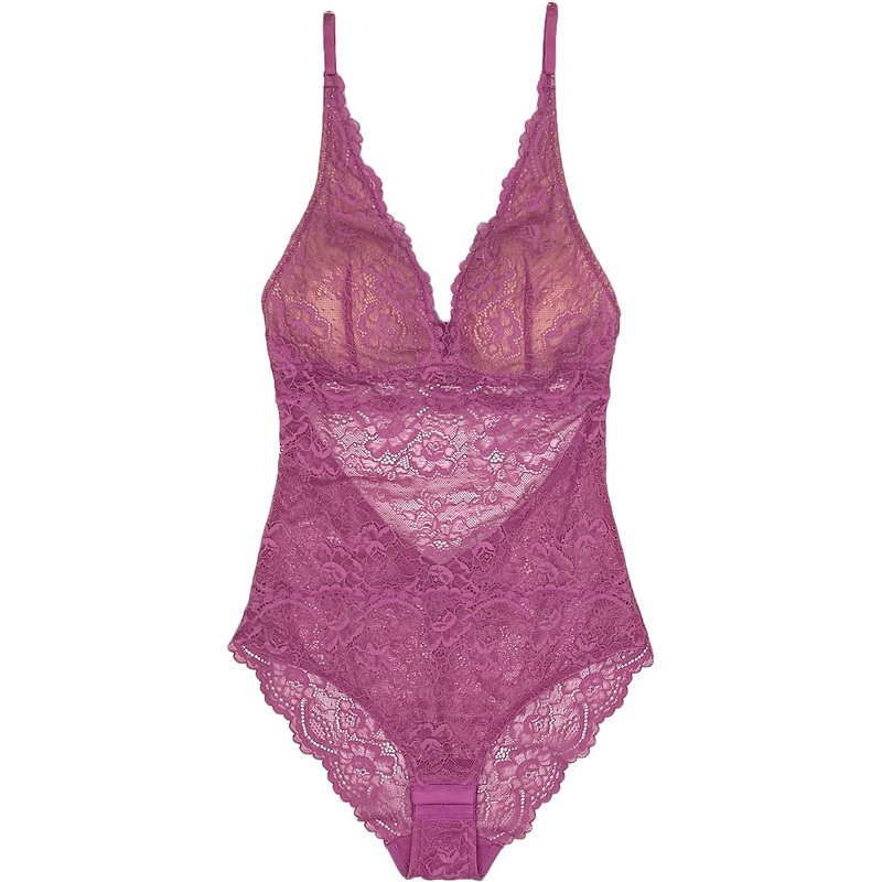 Samantha Chang All Lace Bodysuit Lingerie Small Orchid