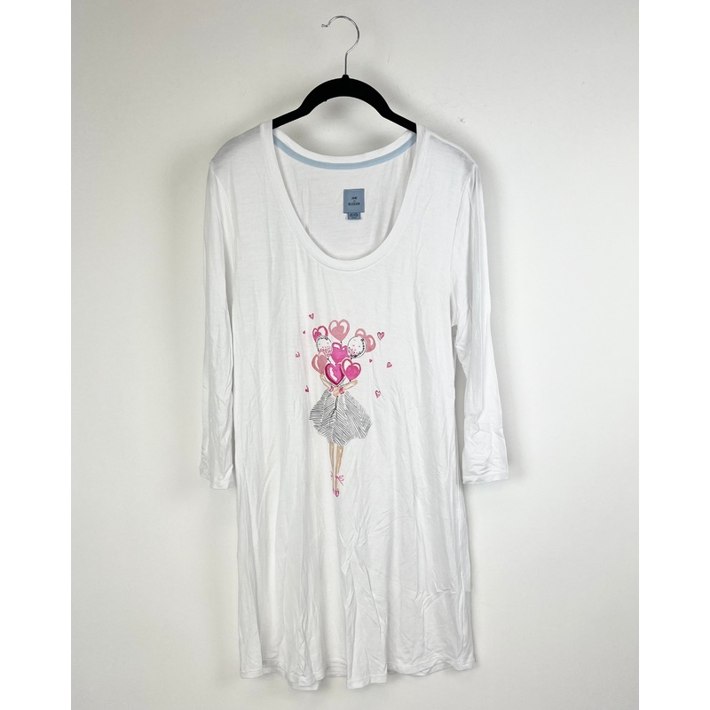 White Long Sleeve Thin Nightgown – Small