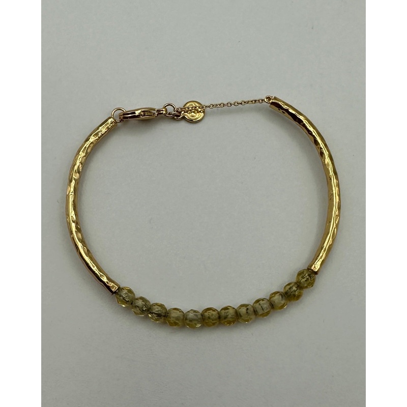Yellow Beaded Gold Bangle Bracelet