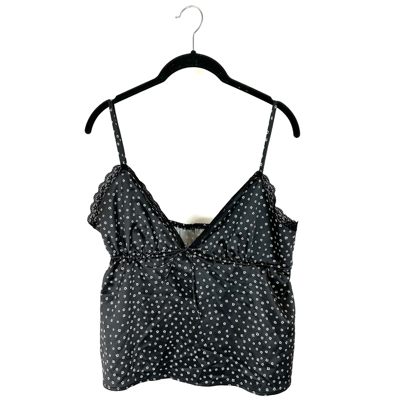 Black Flower Print Tank Top – Large