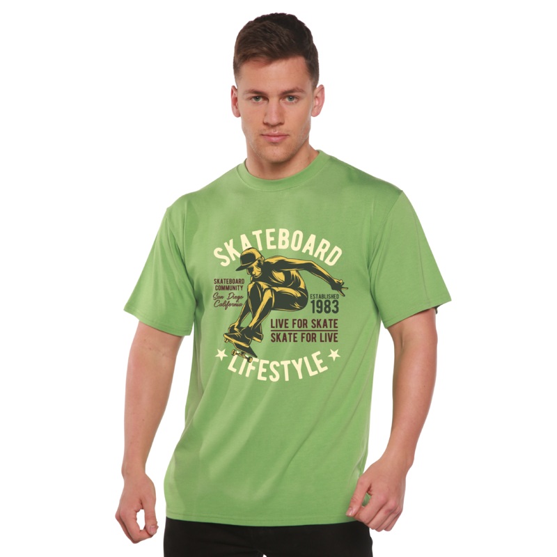 Skateboard Lifestyle Men’s Bamboo Viscose/Organic Cotton Short Sleeve Graphic T-Shirt Medium Black