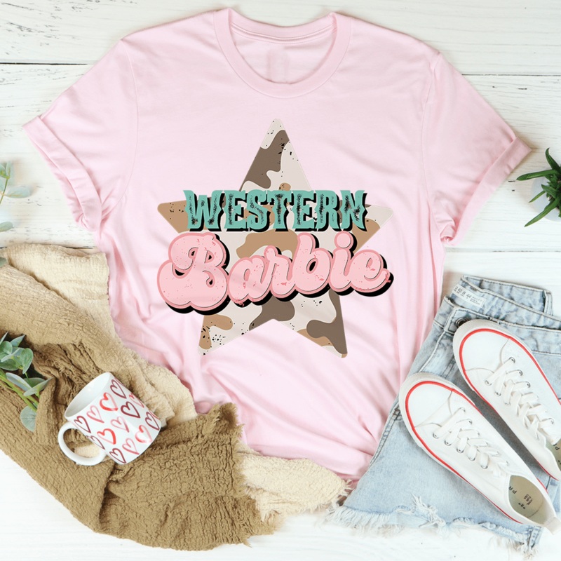 Western Barbie Star Tee Pink S