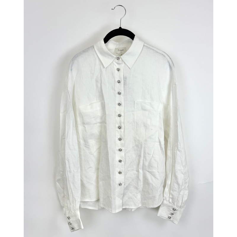 White Buttoned Collar Top – Size 0/2