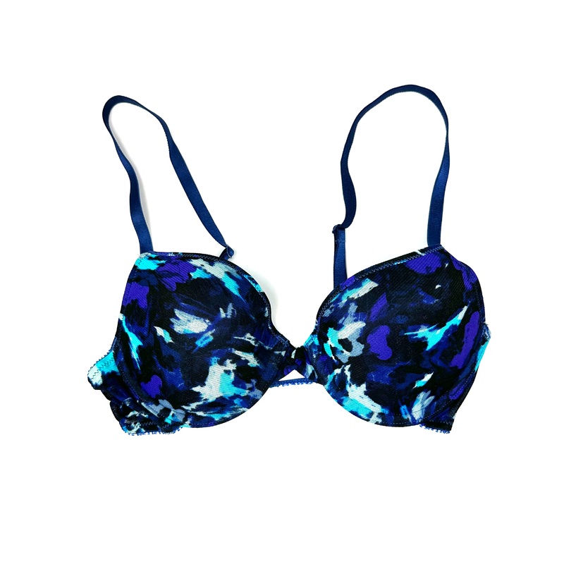 Blue Abstract Pushup Bra –  34C Cup Size 34C