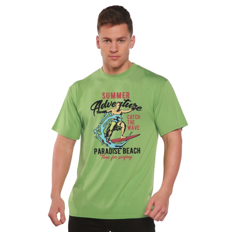 Catch The Wave Men’s Bamboo Viscose/Organic Cotton Short Sleeve Graphic T-Shirt Medium Black