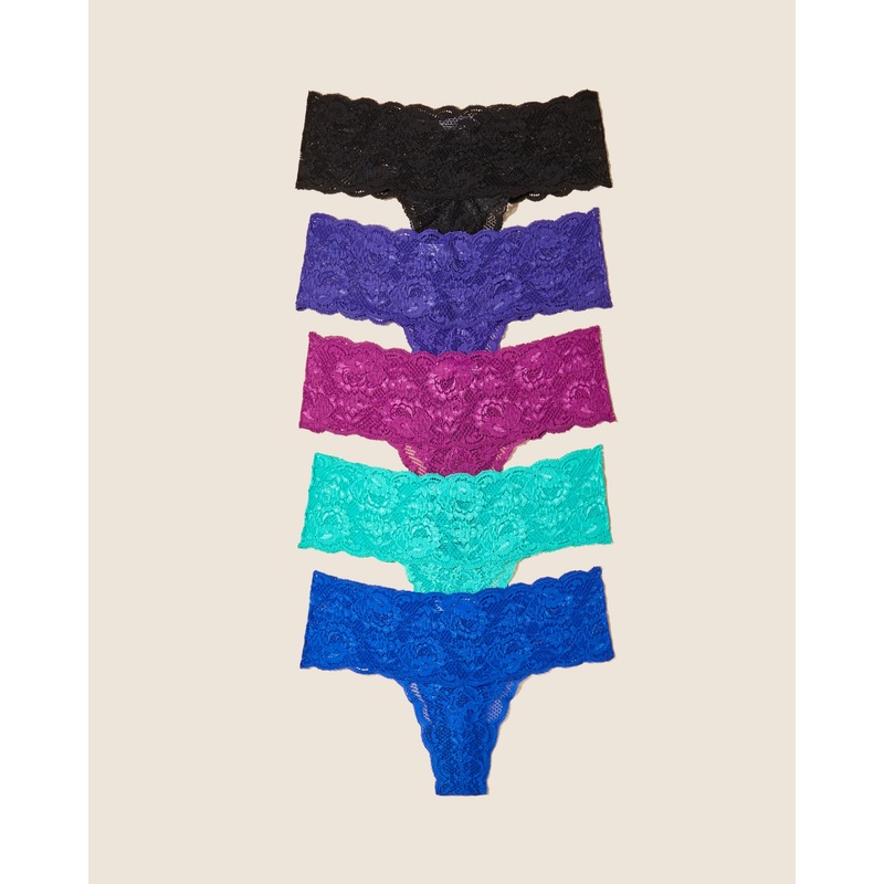 Comfie Tanga 5Er-Pack Black Swiss Beet Cobalt Violette Addy Green S/M