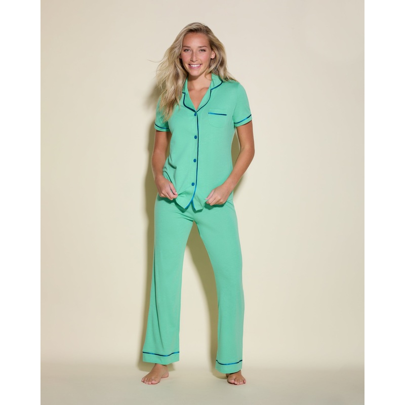 Conjunto De Pijama Con Camisa De Manga Corta Y Pantalones Ghana Green/Udaipur Blue XS