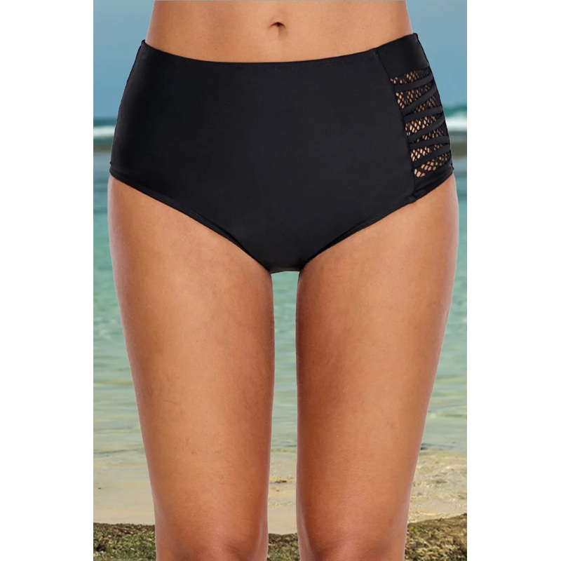 Plus Size Lace Detail Low Waist Swim Brief Black L