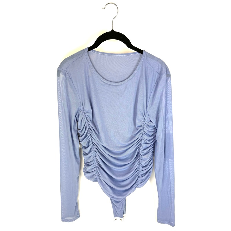 Sheer Blue Mesh Long Sleeve Bodysuit – Size 4/6