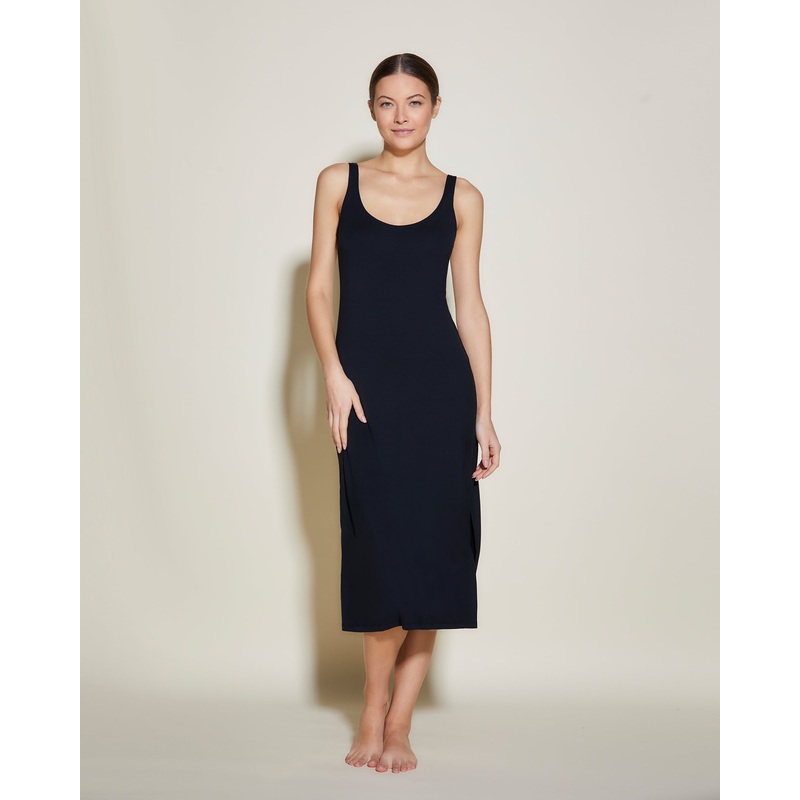 Vestido Con Abertura Lateral Negro/Negro XS