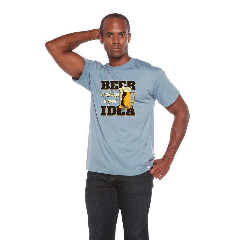 Beer Idea Men’s Bamboo Viscose/Organic Cotton Short Sleeve Graphic T-Shirt Medium Black