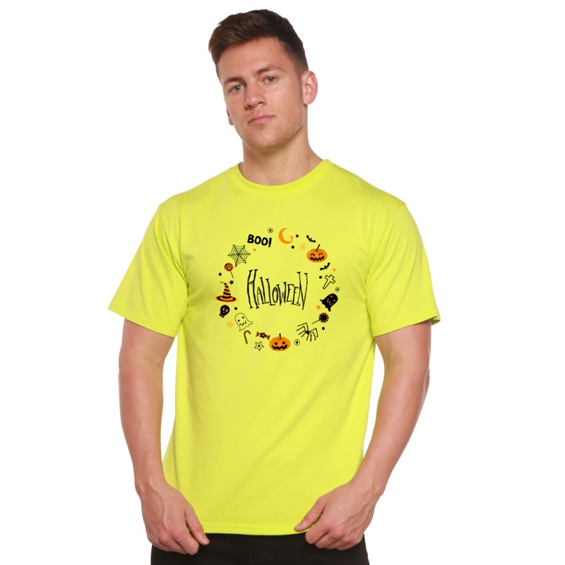 Bool Halloween Men’s Bamboo Viscose/Organic Cotton Short Sleeve Graphic T-Shirt Medium Black