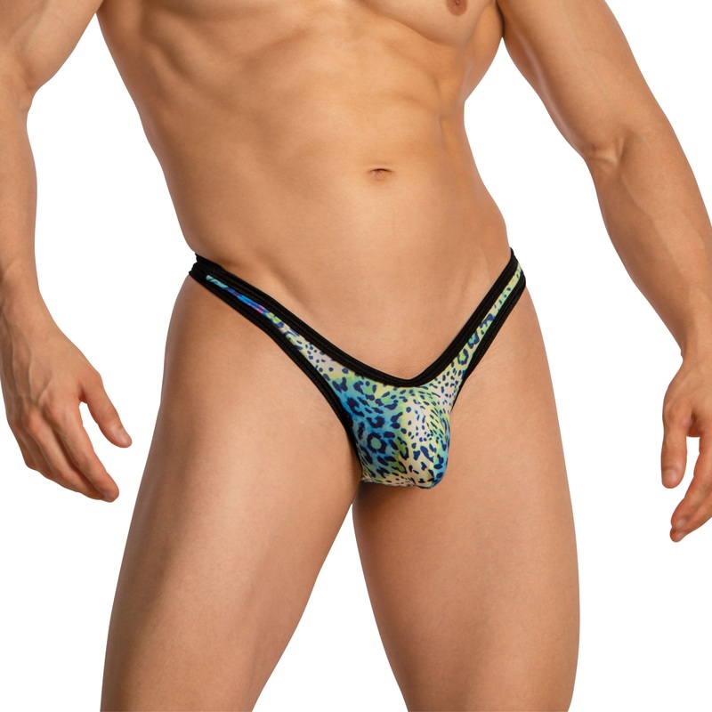 Daniel Alexander Men’s Thongs with Leopard Print DAK076 S Print/Black