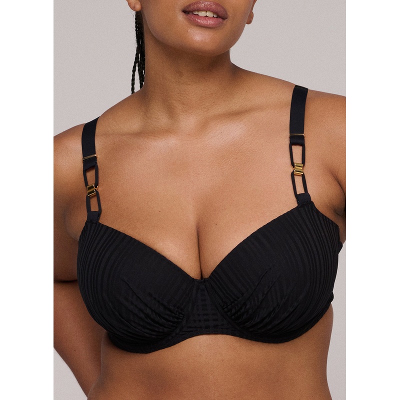 Kiruna Black Padded Balcony Bikini Top Black 36B