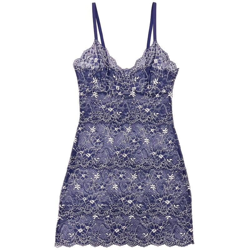 Samantha Chang Amour All Lace Slip Lingerie Small Dark Navy/Ecru