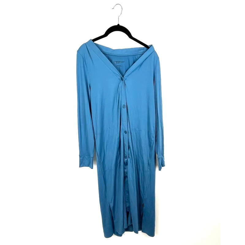Long Blue Button Down Cardigan – Size 4/6