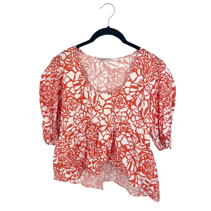 Orange And White Blouse – Size 4/6