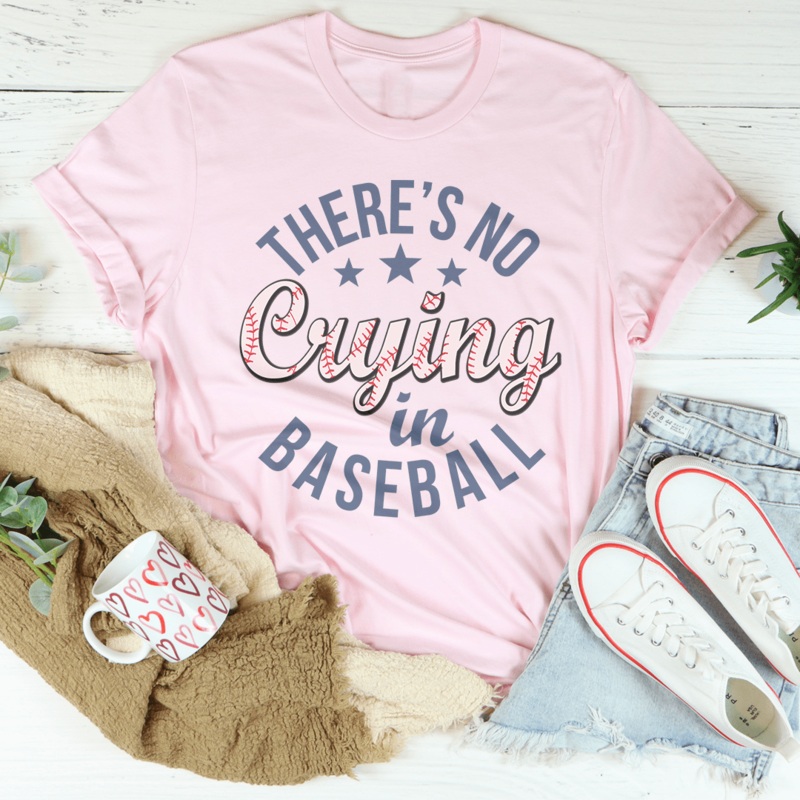 Theres No Crying In Baseball Tee Heather Prism Peach S