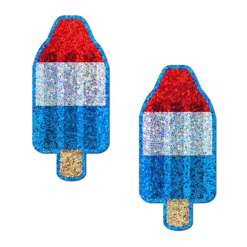 American Pop: Glittering Red, White & Blue USA Ice Pop Nipple Pasties by Pastease