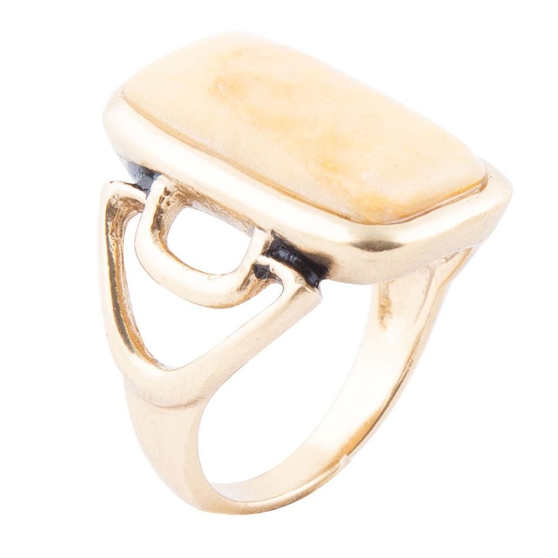 Luster Yellow Agate Golden Statement Ring 6