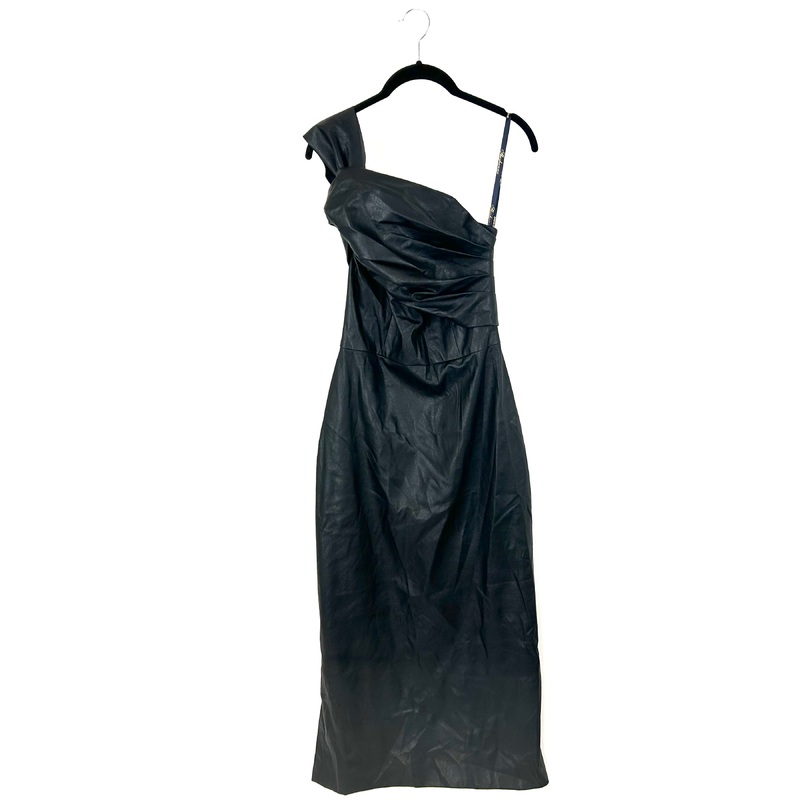 Black Faux Leather Long Dress – Size 4