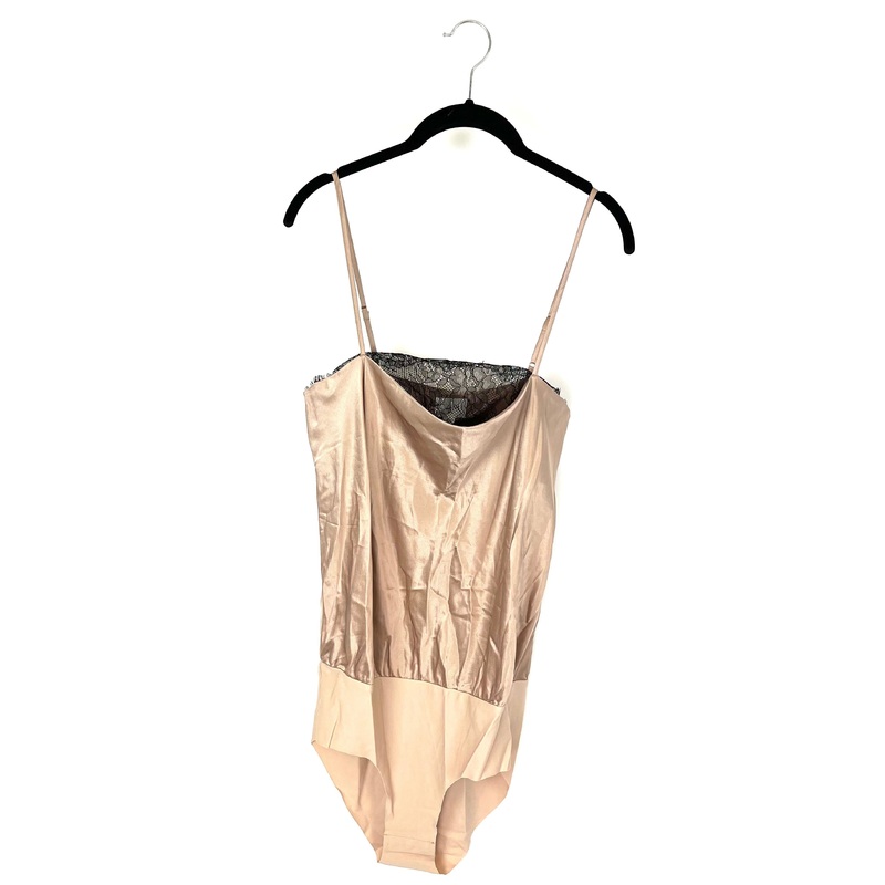 Black Lace Beige Bodysuit – Size 4-6