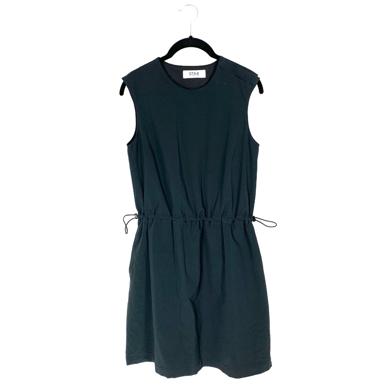 Black Sleeveless Drawstring Dress – Small