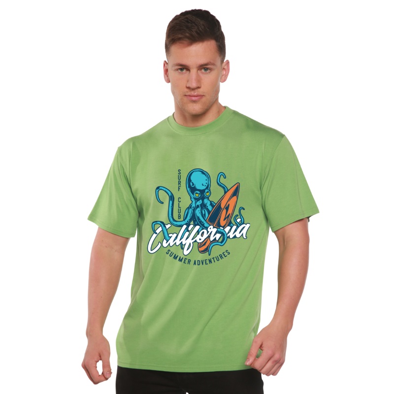 California Summer Adventures Men’s Bamboo Viscose/Organic Cotton Short Sleeve Graphic T-Shirt Medium Black