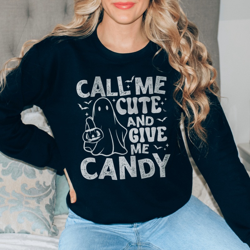 Call Me Cute An Give Me Candy Sweatshirt Black S