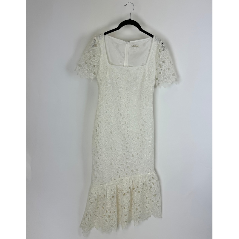 Cream Floral Lace Knit Dress – Size 4