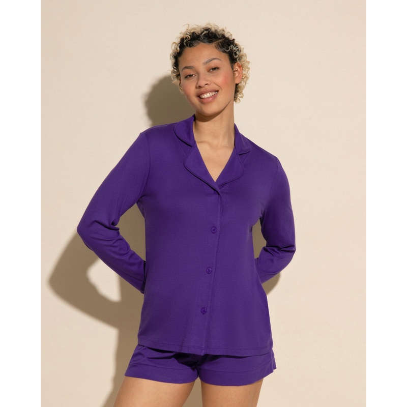 Ensemble Pyjama Haut  Manches Longues Et Boxer Violette/Violette XS