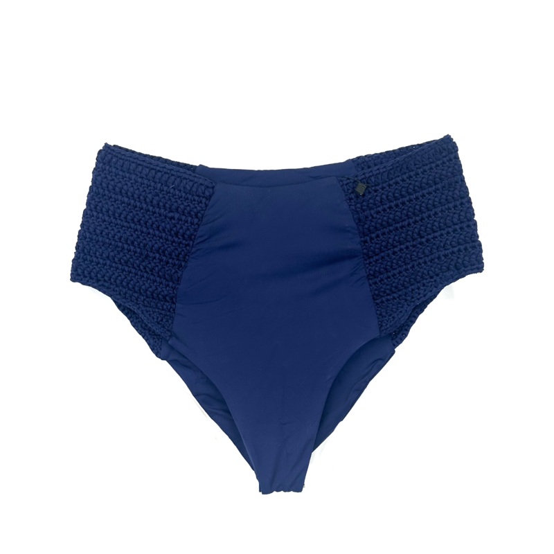 Navy Blue Crochet High Waisted Bikini Bottom – Extra Small and Small Extra Small