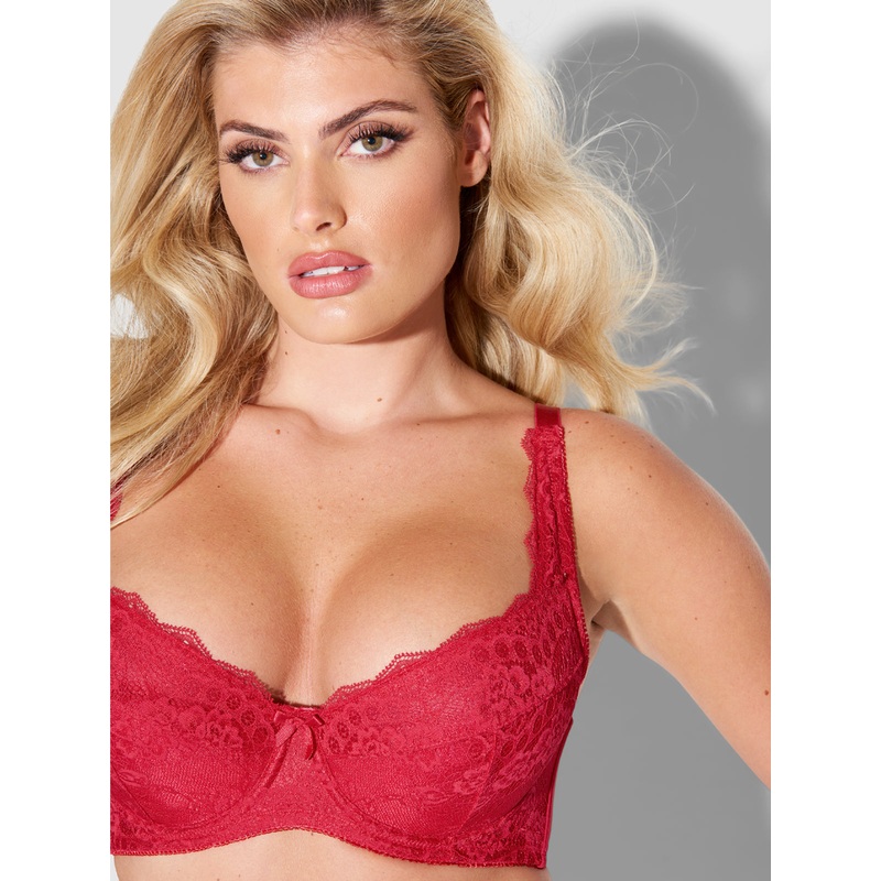 Voluptuous Full Figure Push Up Bra Jester Red 34 D