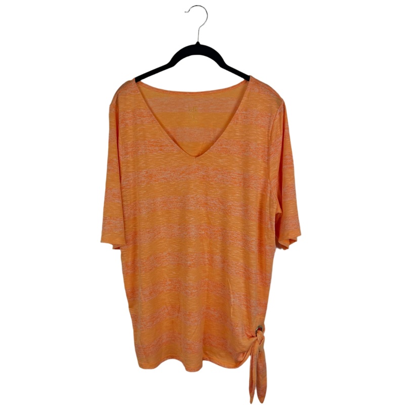 Bright Orange Striped Side Tie Tee – Size 14/16