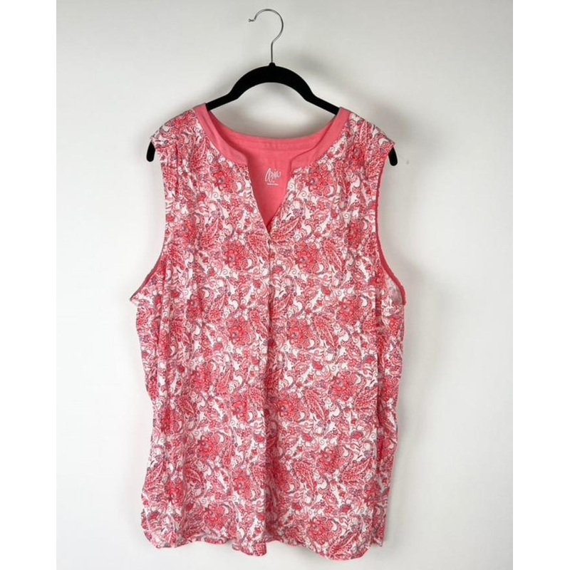 Coral Paisley Pajama Top – 1X
