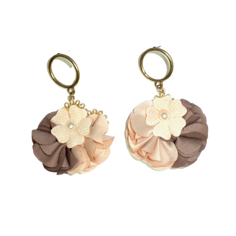 Pink and Mauve Floral Dangling Earrings