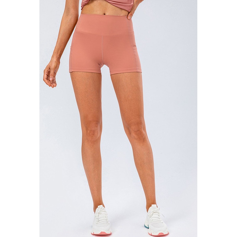 Slim Fit Wide Waistband Sports Shorts Coral 2/XS