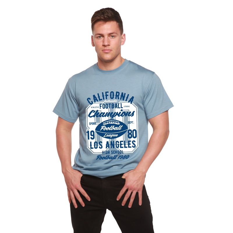 California Football Men’s Bamboo Viscose/Organic Cotton Short Sleeve Graphic T-Shirt Medium Black