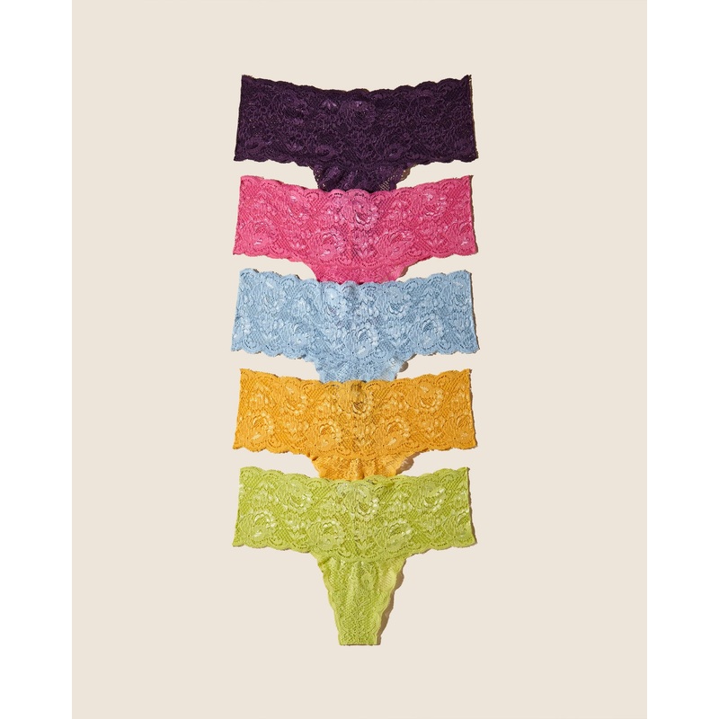Comfie Tanga 5Er-Pack Rani Pink Aasmani Blue Taaja Mango Zaadi Purple Chakra Green S/M