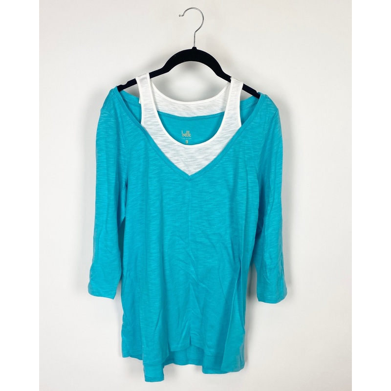 Light Blue Faux Layered Top – Small/Medium